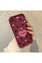 iPhone Xr Compatible Shockproof Simple Claret Red Silicone Phone Case Heart Pattern - 3