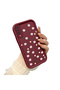 Samsung Galaxy A30S Compatible Shockproof Simple Claret Red Silicone Phone Case Cover Flower Pattern - 2