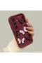 Samsung Galaxy S25 Fe Compatible Shockproof Simple Claret Red Silicone Phone Case Butterfly Pattern - 3
