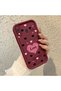 Samsung Galaxy A30 Compatible Shockproof Simple Claret Red Silicone Phone Case Heart Pattern - 3