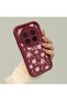 Vivo X200 Pro Compatible Shockproof Simple Claret Red Silicone Phone Case Flower Pattern - 3