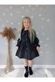 Girls' Black Stone Printed Denim Dress
