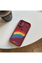 For Oppo A5 5g Compatible Shockproof Simple Claret Red Silicone Phone Case Rainbow Pattern - 5