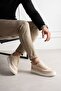Zrc625 - Men's Linen Lace-Up Sneakers Beige