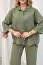 Plus Size Linen Suit with Wooden Button Detail - 6