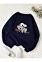 Printed Bicycle Collar Sweatshirt
