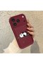 iPhone 17/18 Pro Max Compatible Panda Pattern Shockproof Simple Claret Red Silicone Phone Case - 3