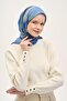 وشاح أوليندا من مزيج الحرير بنمط تجريدي أزرق 90x90 - 2
