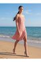 Apsen Women's Red Slit Detailed Patterned Summer Short Dress 4428-100 - 2