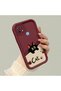 Oppo A15S Compatible Shockproof Simple Claret Red Silicone Phone Case Cat Pattern - 3