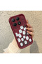 Mi 15t Compatible Shockproof Simple Claret Red Silicone Phone Case Flower Pattern - 3