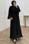 Women's Black Skirt with Ruffles and Button Details Cotton Loose-Fitting Hijab Dress Nms086 - 2