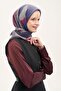 وشاح أوليندا من مزيج الحرير بنمط تجريدي باللون الأزرق الداكن 90x90 - 2