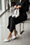 Adses White Patent Leather Pointed Toe Heeled Shoes with Side Buckle (9 cm Heel Length) - 2