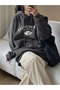 Unisex Large Size Printed Hooded Sweatshirt - 4