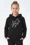 Hooded Kangaroo Pocket Sweatshirt for Girls with Print Detail - 3