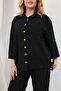 Plus Size Linen Suit with Wooden Button Detail - 6