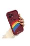iPhone 12 Pro Max Compatible Shockproof Simple Claret Red Silicone Phone Case Cover Rainbow Pattern - 2