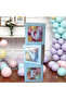 One (1 Year Old) Blue Transparent Letter Box with Writing + 12 Balloons