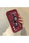 Samsung Galaxy A30 Compatible Shockproof Simple Claret Red Silicone Phone Case Glasses Pattern - 3