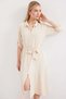 Women's Shirt Collar Belted Button Closure Straight Trend Shirt Dress 2442 - 3
