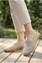 Women's Beige Knitted Daily Comfortable Stylish Summer Flat Sole Ballerina Shoes