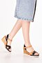 Genuine Leather Padded Heeled Casual Sandals Pkr.505 Black - 6