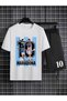 Maradona Diego Armando Printed 100% Cotton Crewneck Children's T-Shirt-Shorts Two-Piece Set