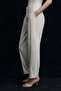 Grazia Women's Soft Textured Woven Fabric Balloon Leg Ecru Trousers - 4