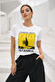 Women's White 100% Cotton Istanbul Printed Short Sleeve T-Shirt