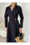 Double-Breasted Collar Button Detailed Women's Long Dress - 5
