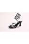 06282 Rhinestone Ankle Wrap Heeled Comfortable Women's Shoes