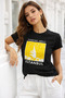 Women's Black 100% Cotton Istanbul Printed Short Sleeve T-Shirt