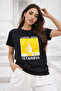 Women's Black 100% Cotton Istanbul Printed Short Sleeve T-Shirt - 3