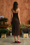 Rumi Women's Soft and Flexible Fabric Strapless Neckline Long Brown Dress - 5