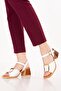 Genuine Leather Medium Heeled Daily Sandals Pkr.19008S White - 5