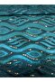 Emerald Green Wave Patterned Velvet Textured Tulle - 135 cm Wide - Stylish Fabric for Evening Dresses and Gowns - 2