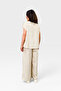 Asymmetrical Cut Striped Linen Blouse and Pants Set - 6