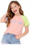 Girl's My Rules Text Patterned Color Block Orange Color T-Shirt - 3