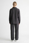 Asymmetrical Button Detail Stand Collar Anthracite Top and Bottom Set - 6