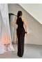 Women's Brown Halter Neck Slit Long Dress - 6