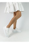 White Color Lace-Up Women's Sneakers Knitwear Knitted Sports Shoes - 4