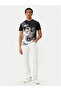 Men's Slim Fit Logo Detailed Straight Leg Stretch Cotton Denim White Jeans - 2