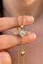 316L Steel Movable Winged Heart Figured Zircon Stone Gold Necklace