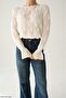 Women's Openwork Sleeve Gathered Knitwear Sweater
