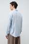 Baby Blue 100% Lyocell Striped Textured Men's Shirt - 7