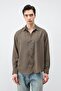 Khaki 100% Lyocell Striped Textured Men's Shirt - 2