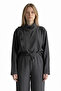 Asymmetrical Button Detail Stand Collar Anthracite Top and Bottom Set - 4
