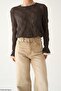 Women's Openwork Sleeve Gathered Knitwear Sweater - 4