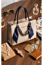 Women's Shoulder Bag - Original Medium Size Stylish Handbag with Gold Chain Shawl Accessory 6087